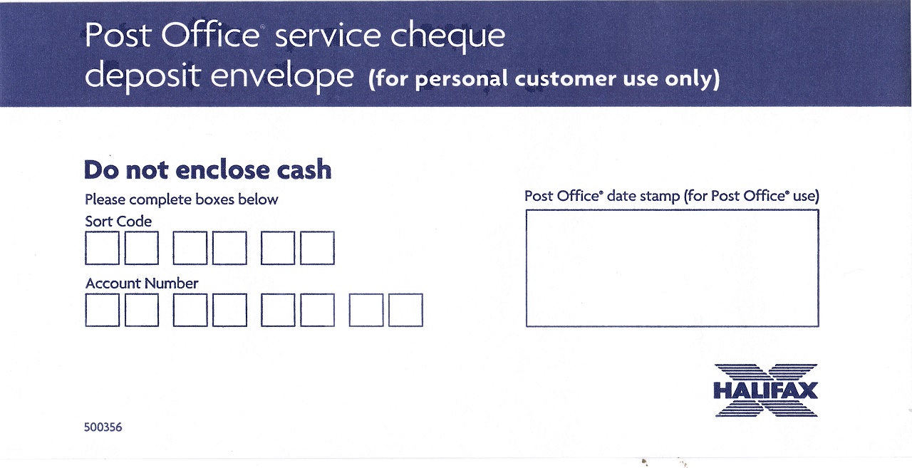 Halifax Cheque Deposit Envelope