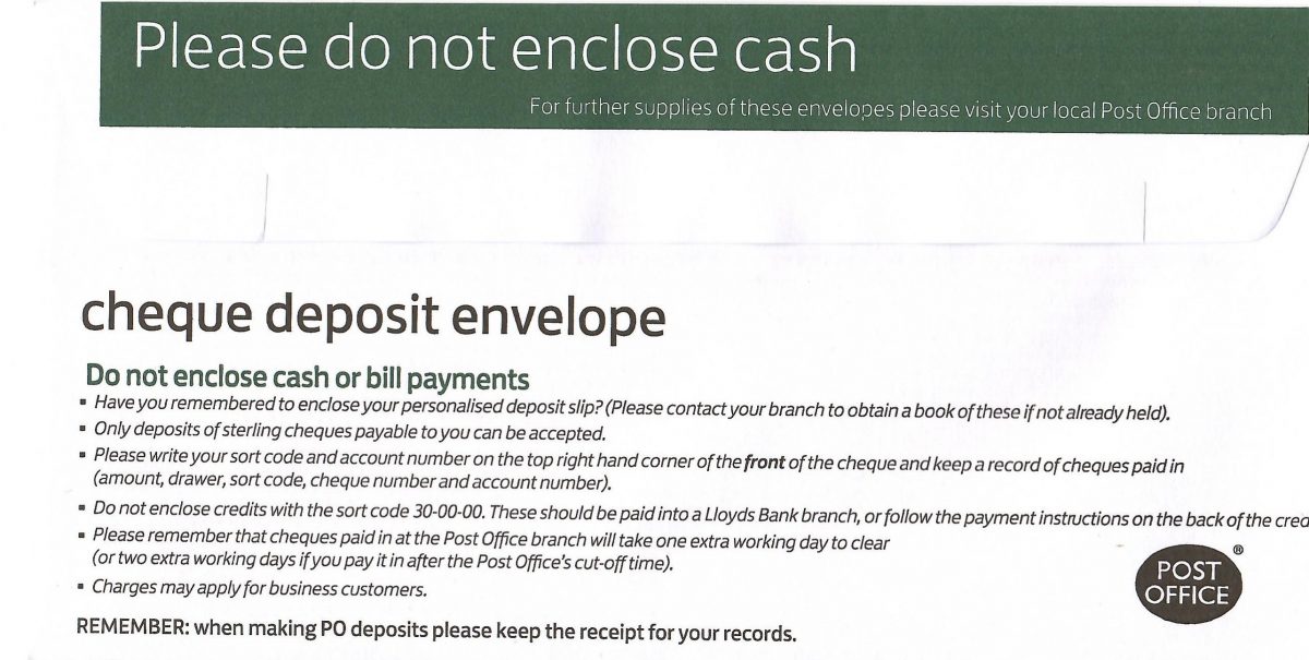 post office cheque deposit limit uk