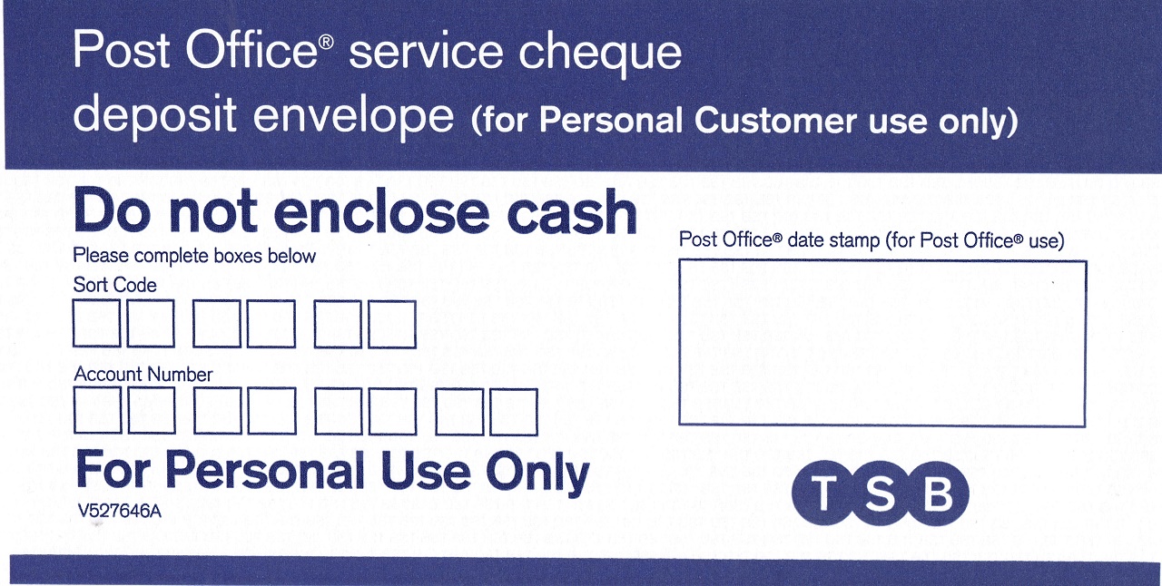 TSB Cheque Deposit Envelope