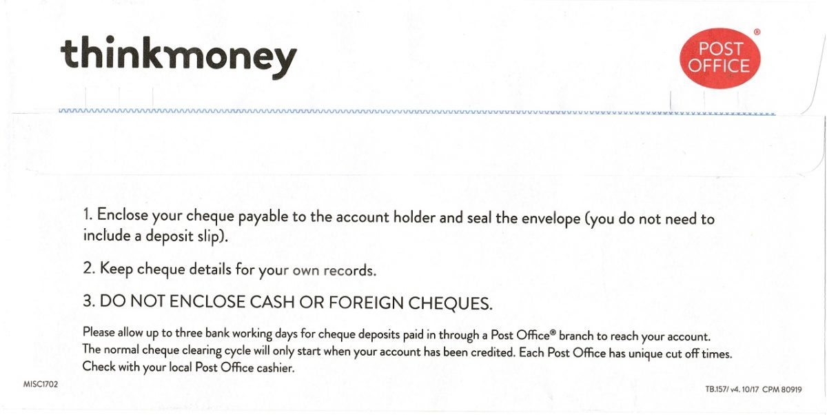 Bank Cheque Galestreet Postoffice