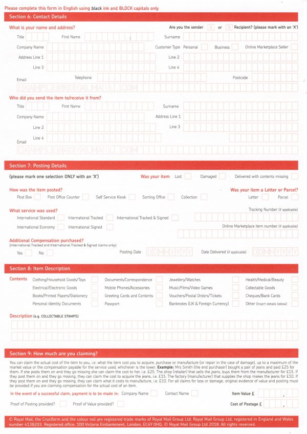 Royal Mail Claim Gale Street Post Office